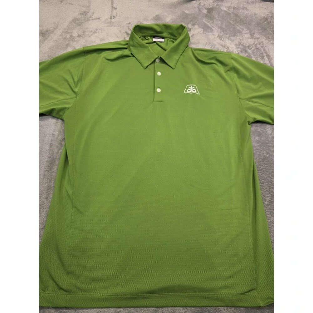 Nike Golf Dri-Fit Polo Mens XL Green‎ 3 Button Pioneer Logo's 354055-330